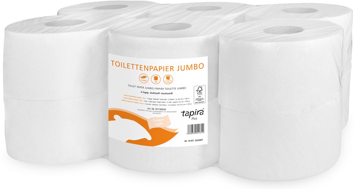 Tapira Toilettenpapier plus Jumbo 2-lagig 8114 6 Rollen