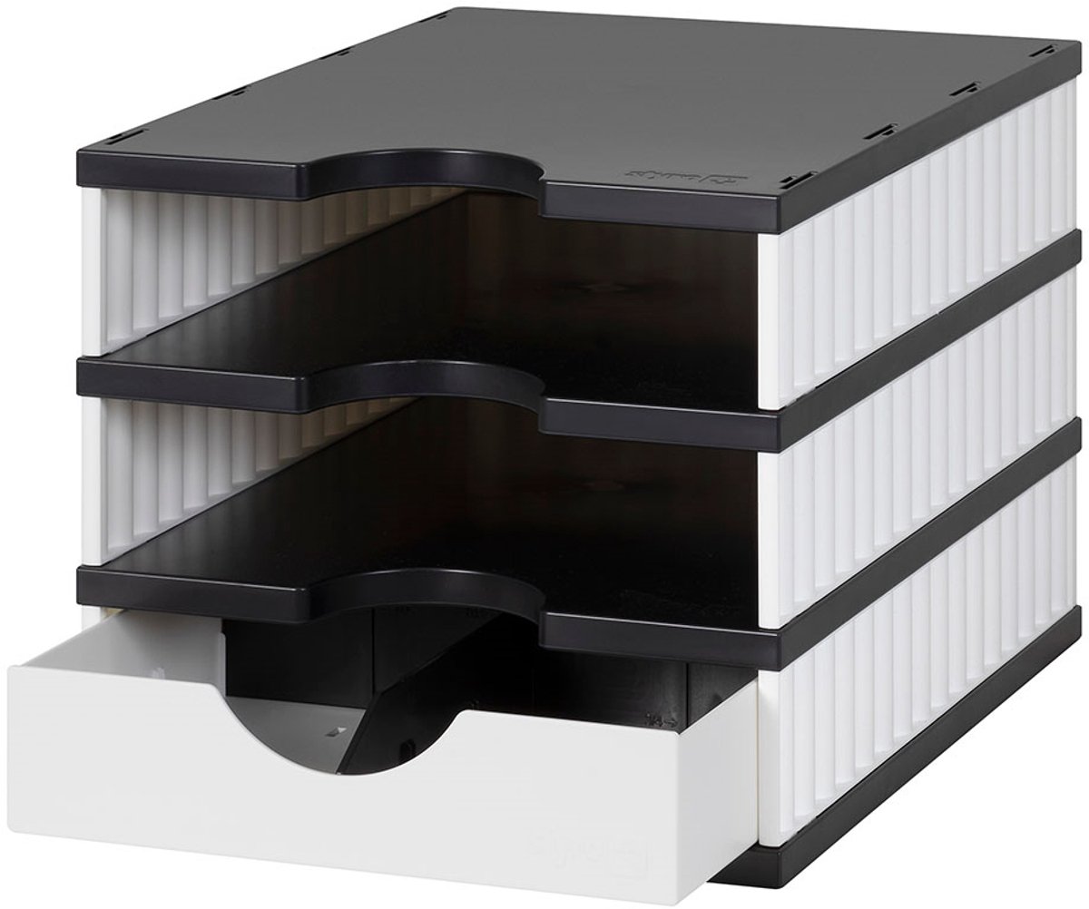 Styro Aufbewahrungsbox styrodoc uno SET 3 Fächer schwarz/grau Schublad