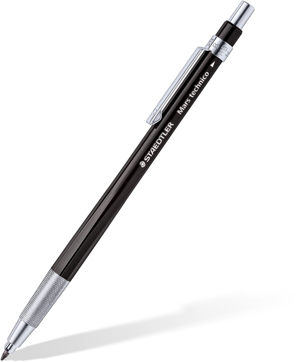 10 x Staedtler Fallminenstift Mars technico HB schwarz + Radierer