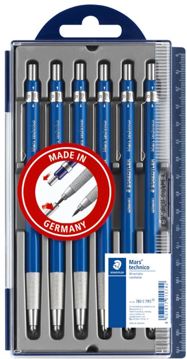 Staedtler Fallminenstift Mars technico mit Clip HB blau Kunststoffetui
