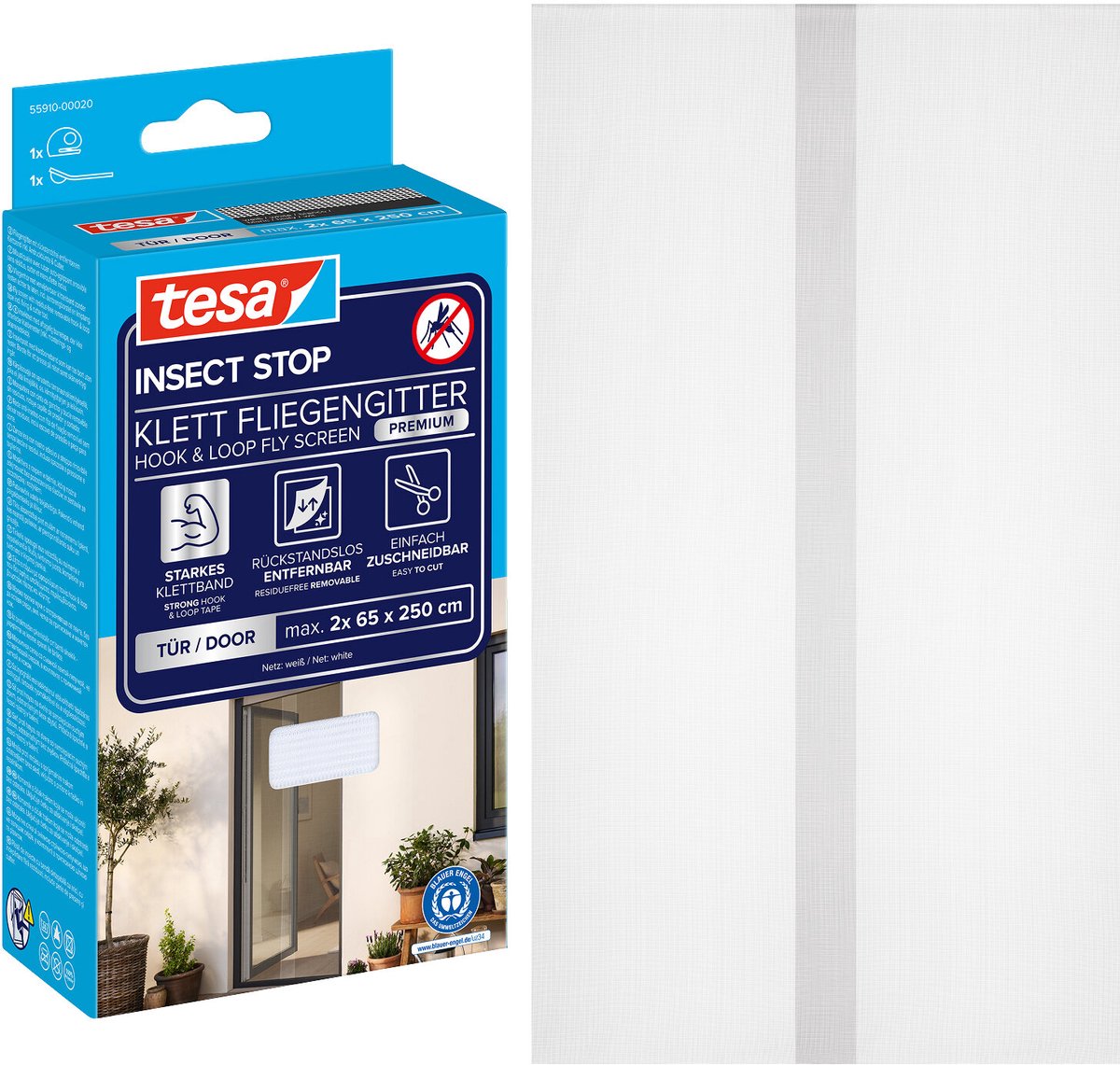 5 x Tesa Fliegengitter tesa Insect Stop Comfort Tür 0,65x2,50m 2 Stück