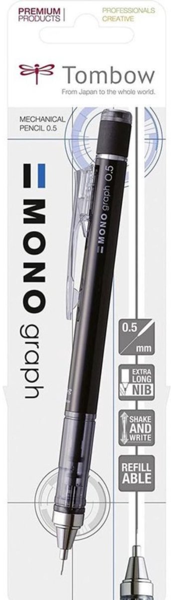 5 x Tombow Feinminenstift Mono Graph 0,5mm schwarz Blister