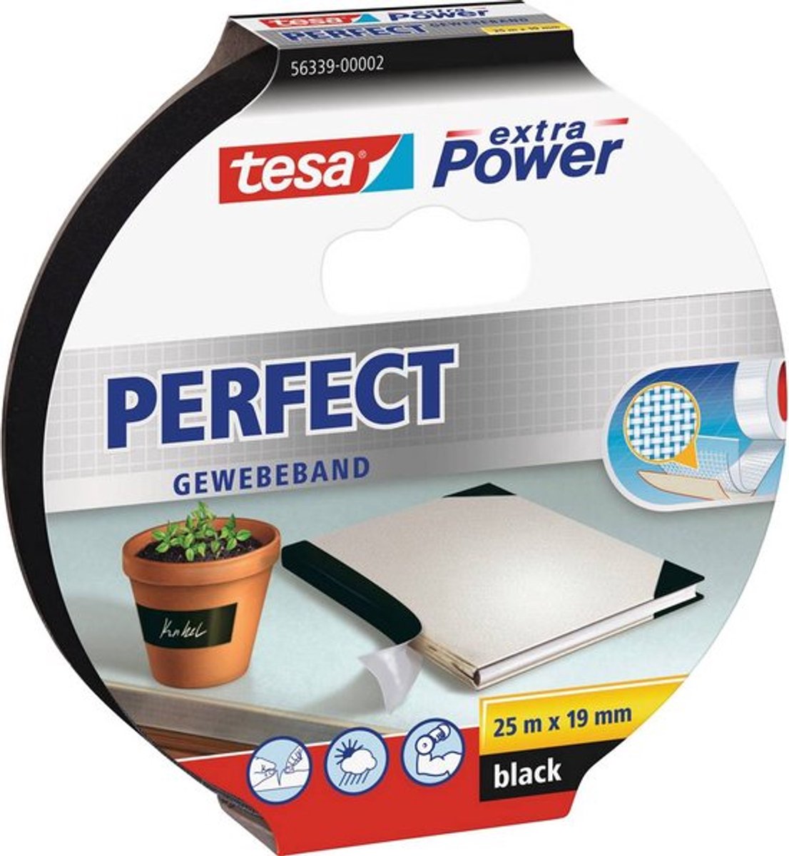 8 x Tesa Gewebeband extra Power Perfect 19mmx25m schwarz