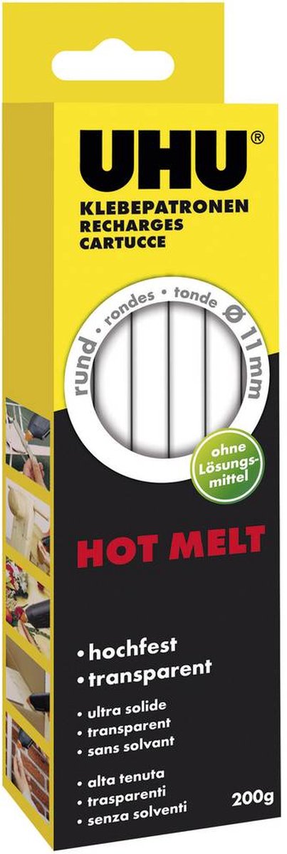 10 x Uhu Klebepatrone Hot Melt 11mm transparent 200g