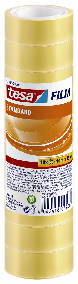 20 x Tesa Klebefilm tesafilm standard 15mmx10m transparent 10 Rollen