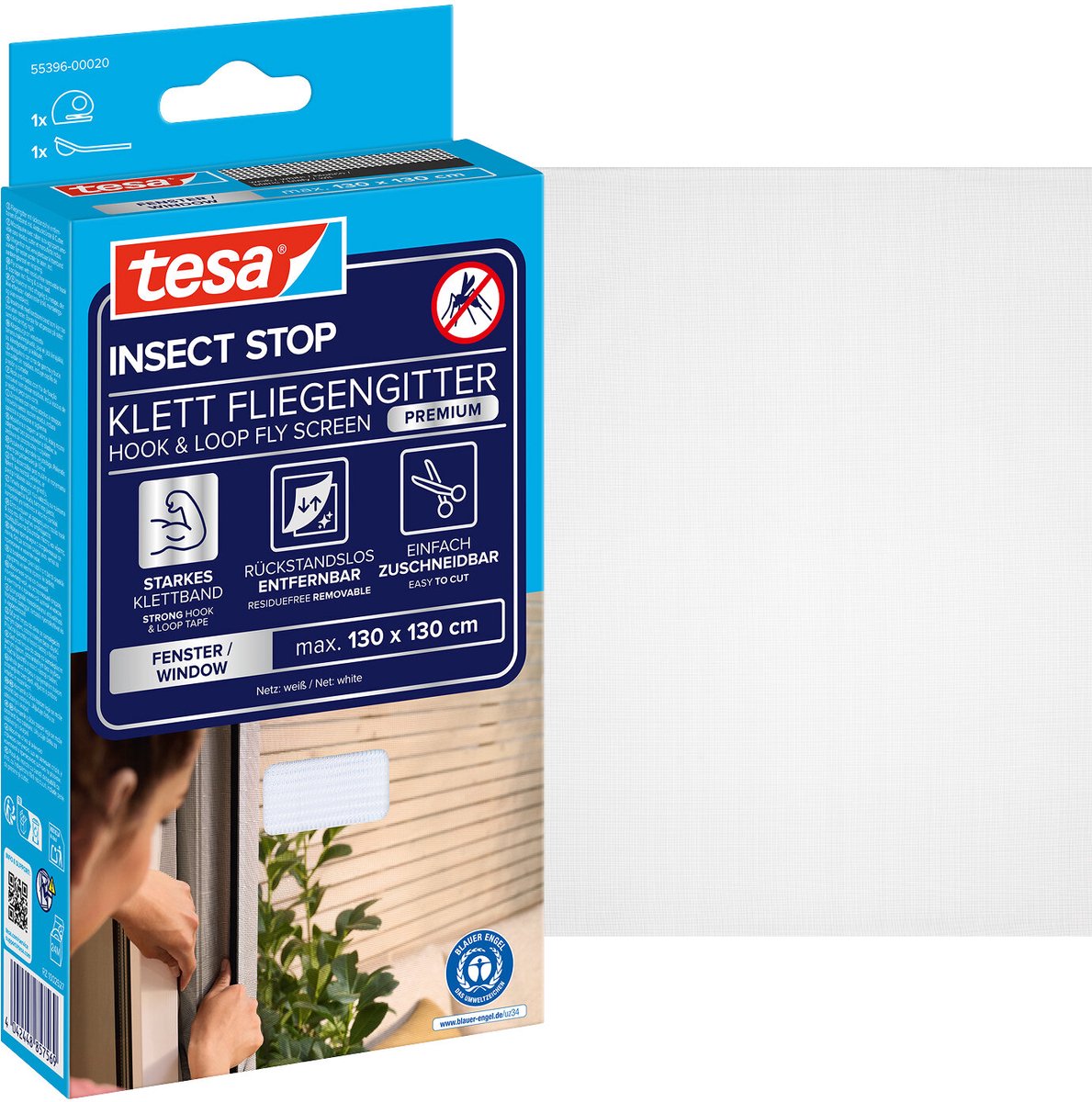 8 x Tesa Fliegengitter tesa Insect Stop für Fenster 1,30x1,30m weiß