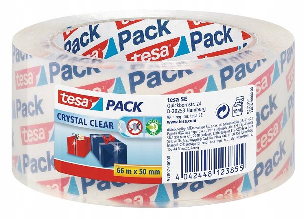 6 x Tesa Packband tesapack 66m x 50mm kristallklar
