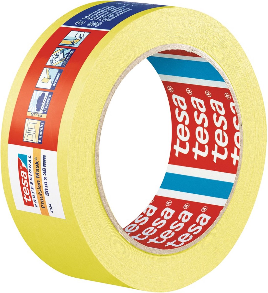 6 x Tesa Präzisionskrepp Plus 4334 25mm x 50m gelb