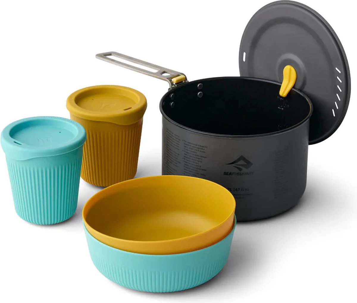 Sea to Summit Frontier One Pot Cook Set – Ultraleichtes Kochset inkl. 2 Liter-Campingtopf (5-teilig)