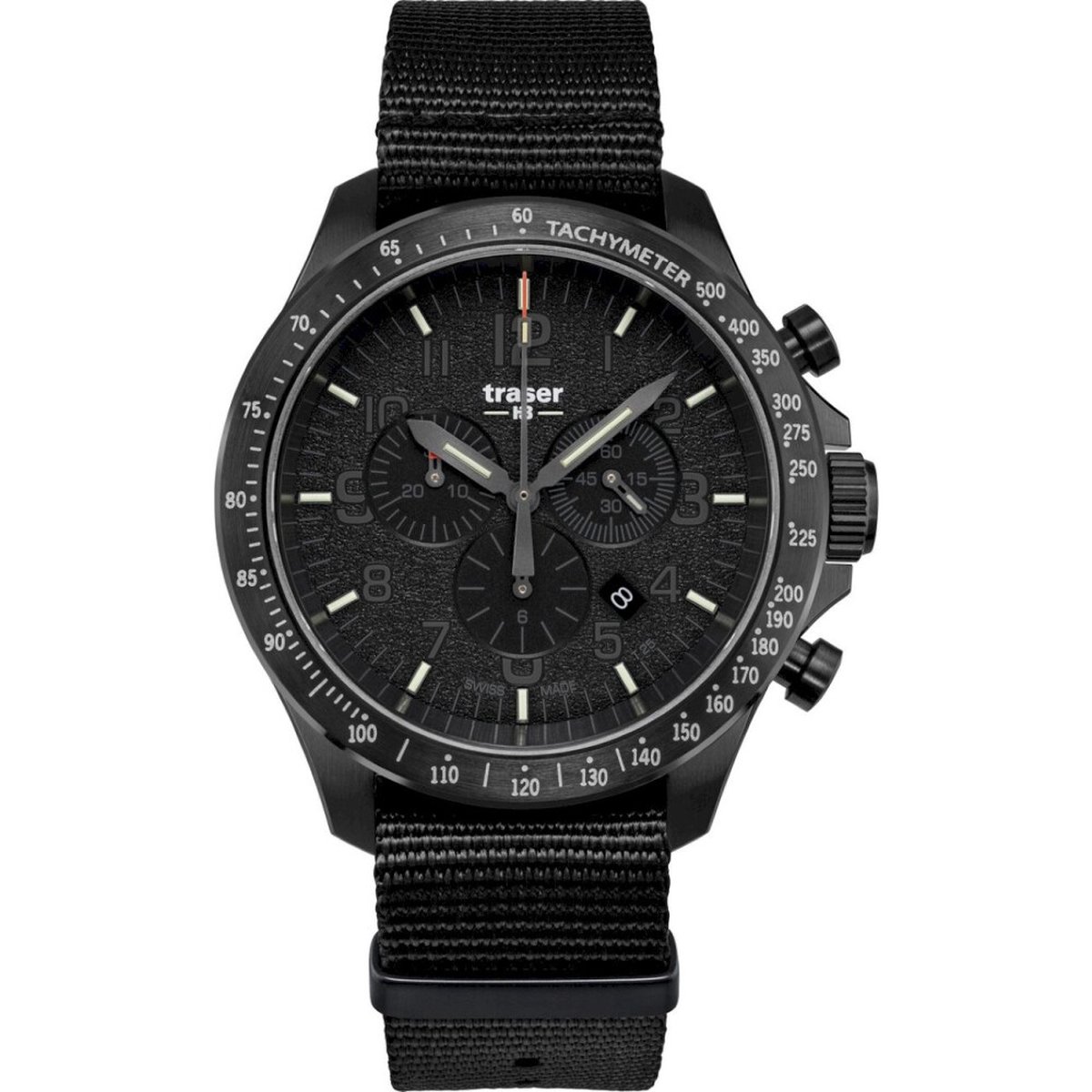 Traser H3 109465 P67 Officer Chronograph Black Nato Herrenuhr 46mm 10ATM