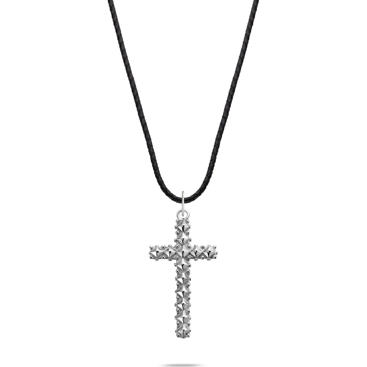 Rebel & Rose NL028-S-70 Studded Cross Black Unisex Halskette 70cm