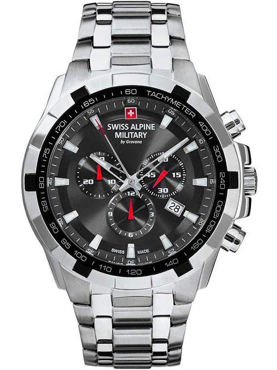 Swiss Alpine Military 7043.9237 Saphirglas Chronograph Herrenuhr 46mm 10ATM