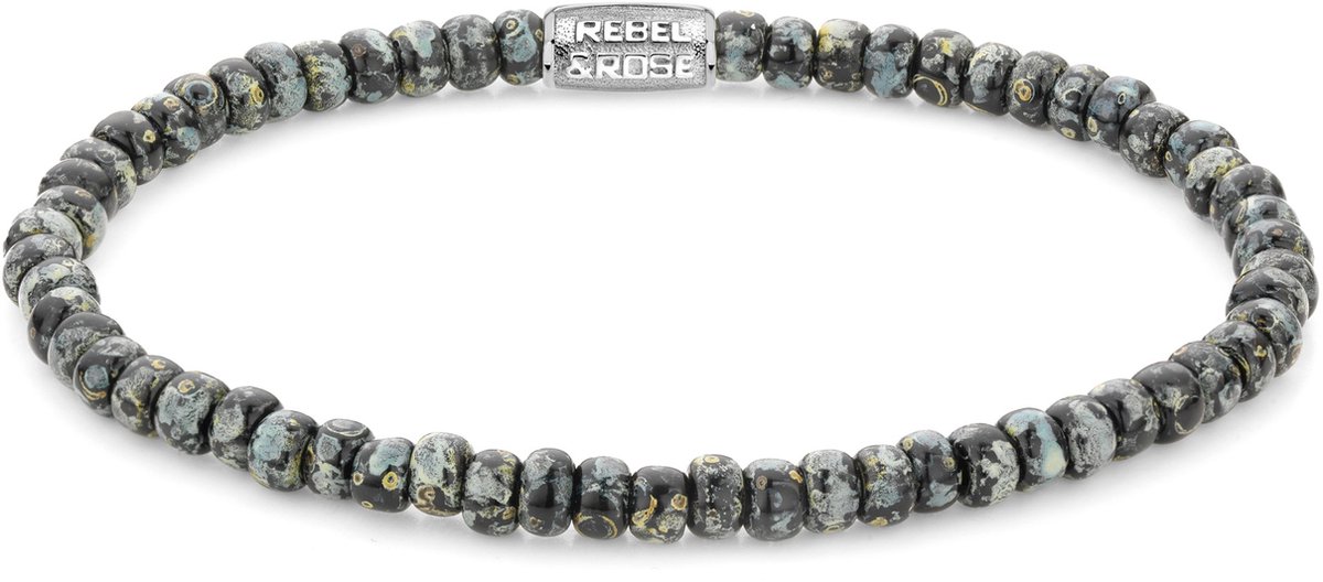 Rebel & Rose Armband Glass Rocks Black Leopard RR-40116-S-M Unisex