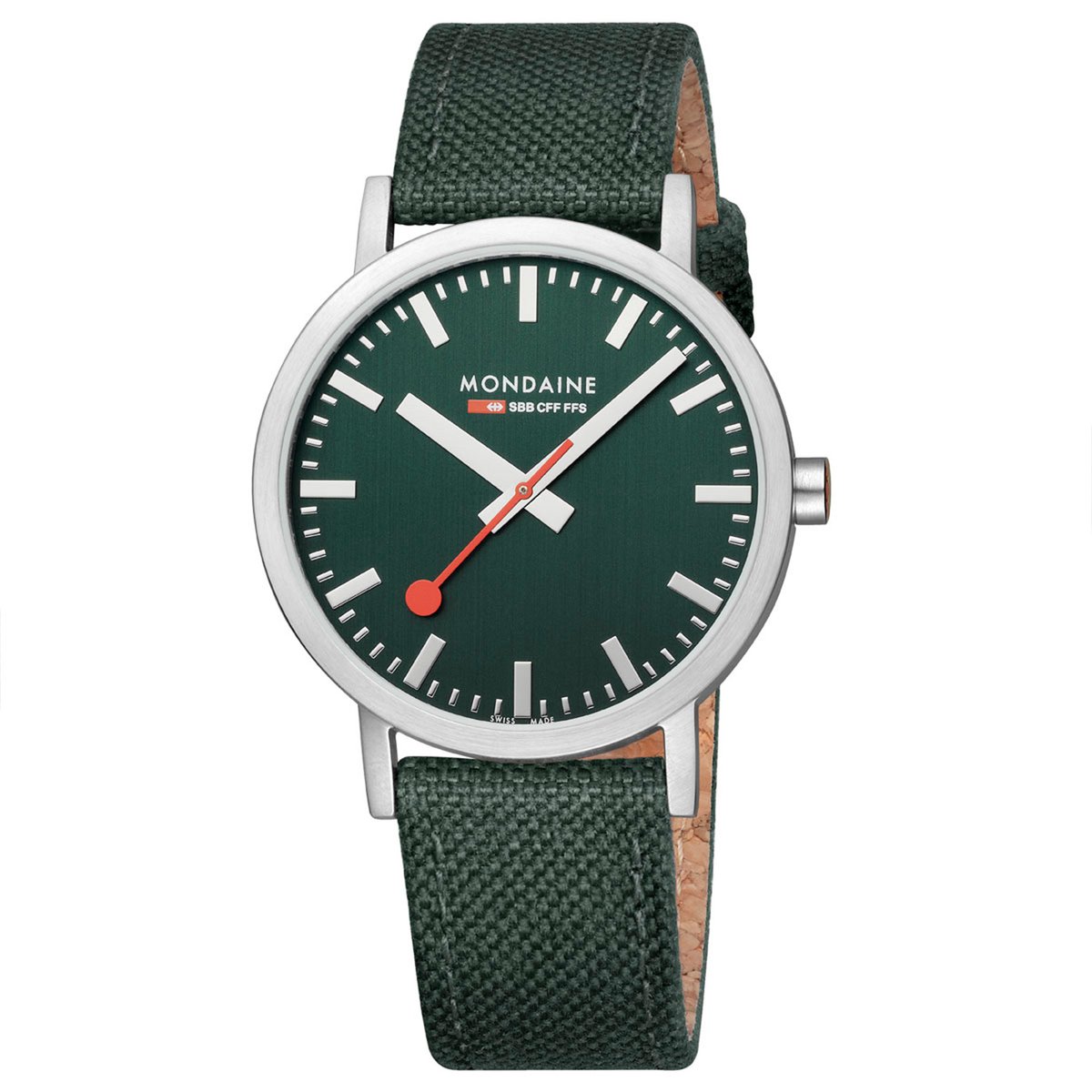 Mondaine A660.30360.60SBF Herrenuhr Classic SBB recyc. Textil 40mm 3ATM
