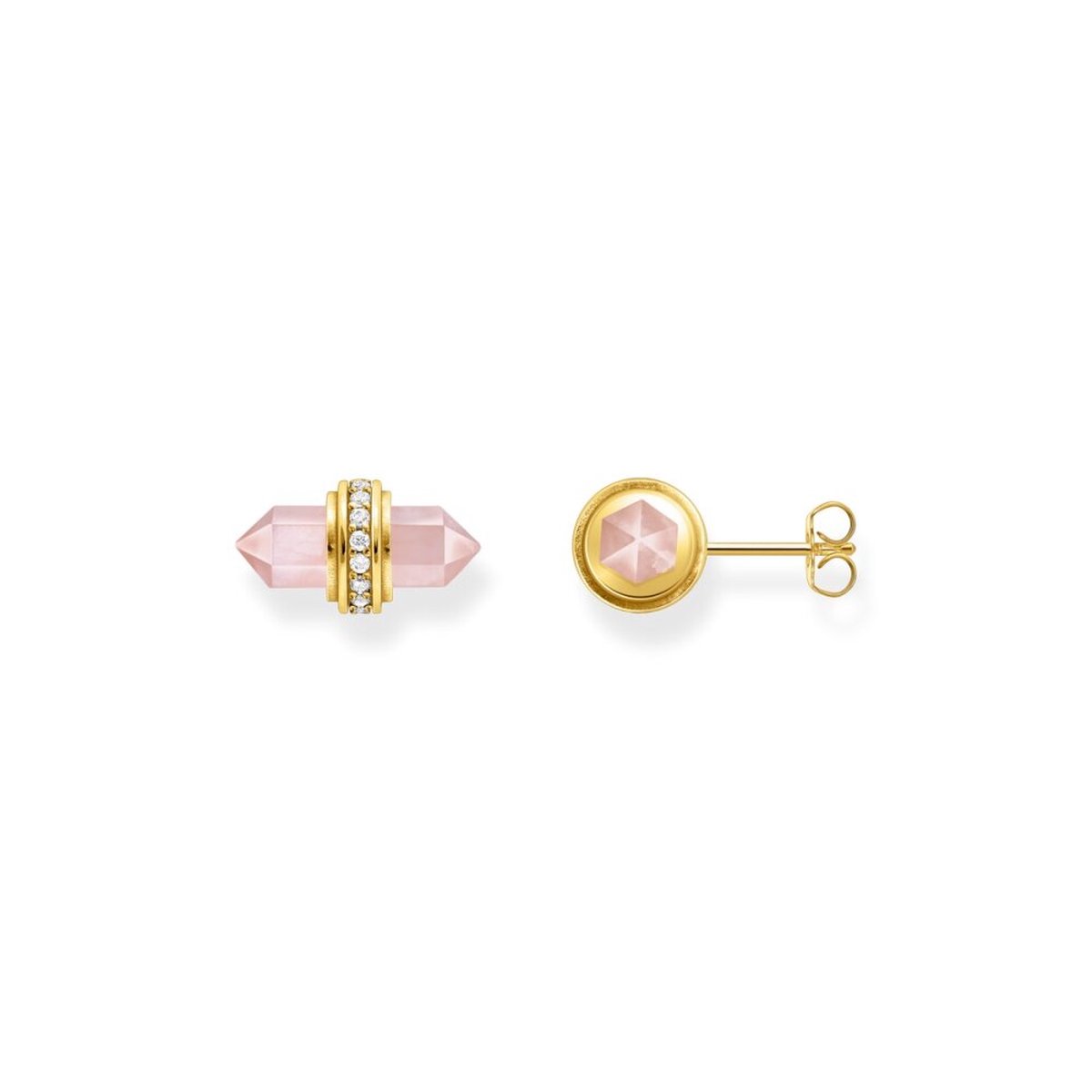 Thomas Sabo H2281-414-9 Goldene Ohrstecker mit rosa Onyx Damen