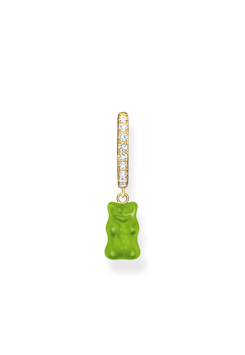 Thomas Sabo CR726-414-6 Goldene Einzel-Creole mit grünem Goldbären Damen