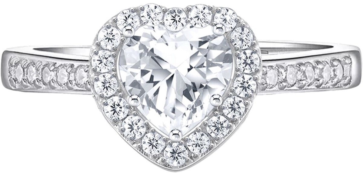 Thomas Sabo TR2477-051-14-56 Silberner Halo-Ring in Herzform mit weißen Zirkonia Damen