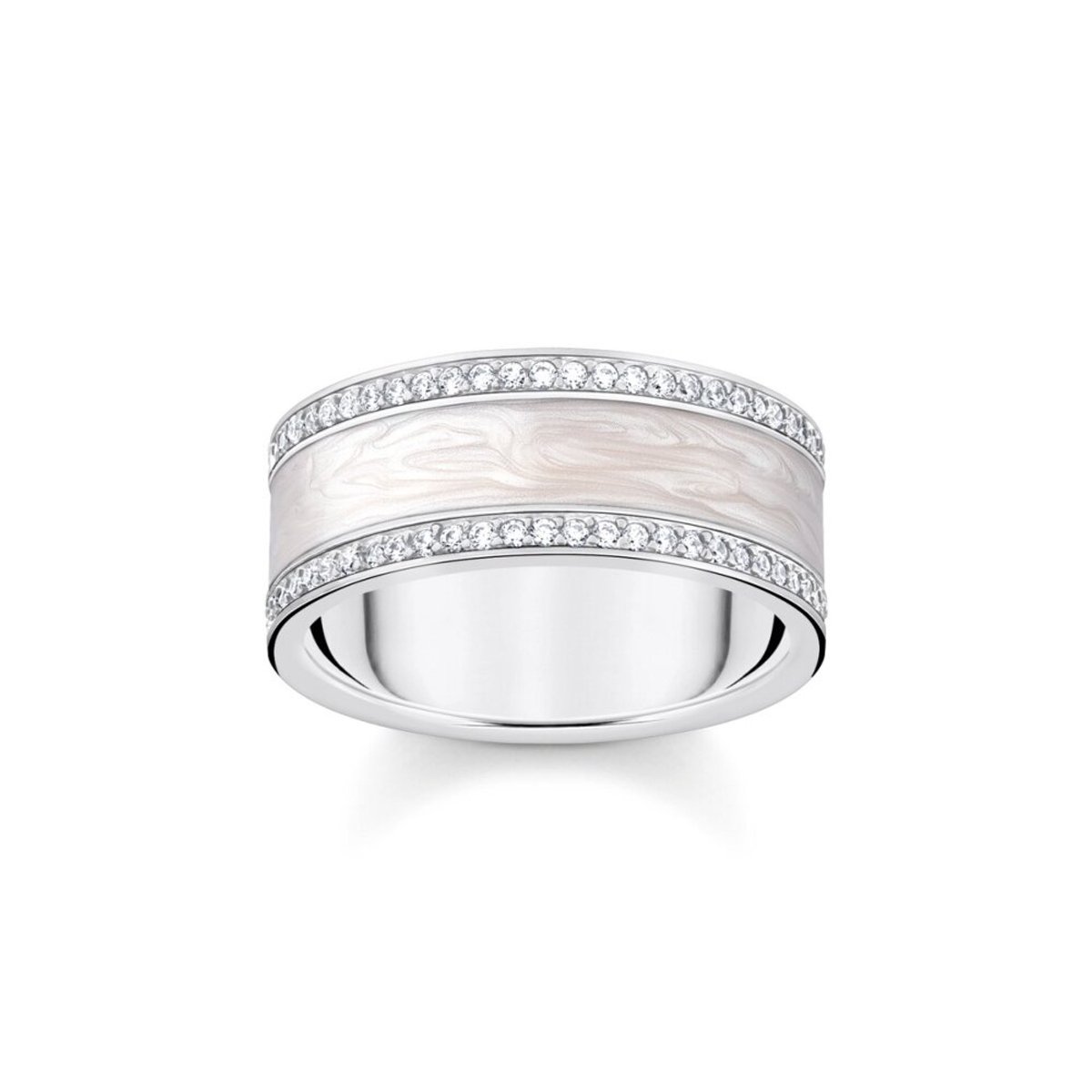 Thomas Sabo TR2446-041-14-56 Silberner Bandring mit weißen Zirkonia und Emaille Damen