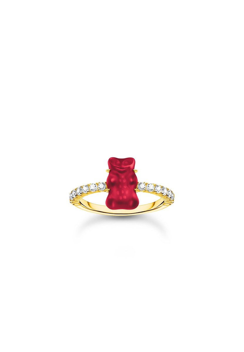 Thomas Sabo TR2459-414-10-54 Goldener Ring mit rotem Goldbären Damen