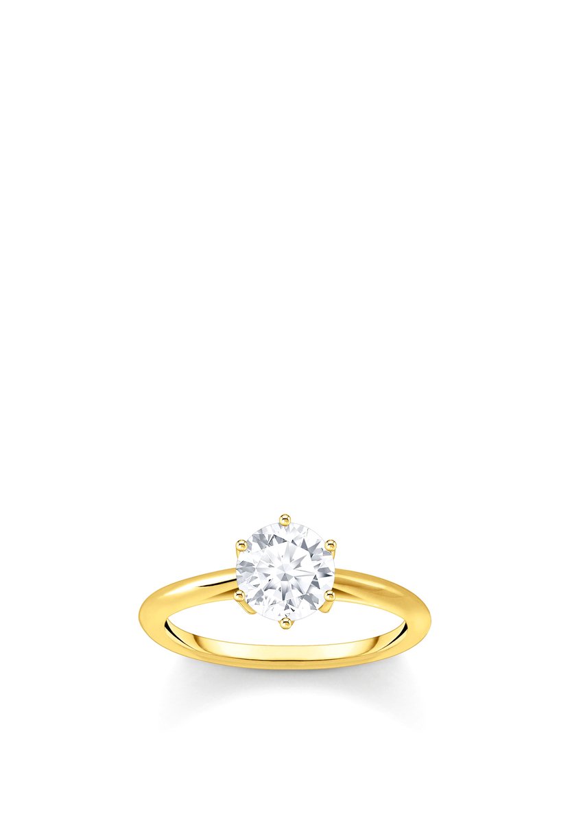 Thomas Sabo TR2474-414-14-56 Vergoldeter Ring mit Weißem Stein im Brillantschliff Damen