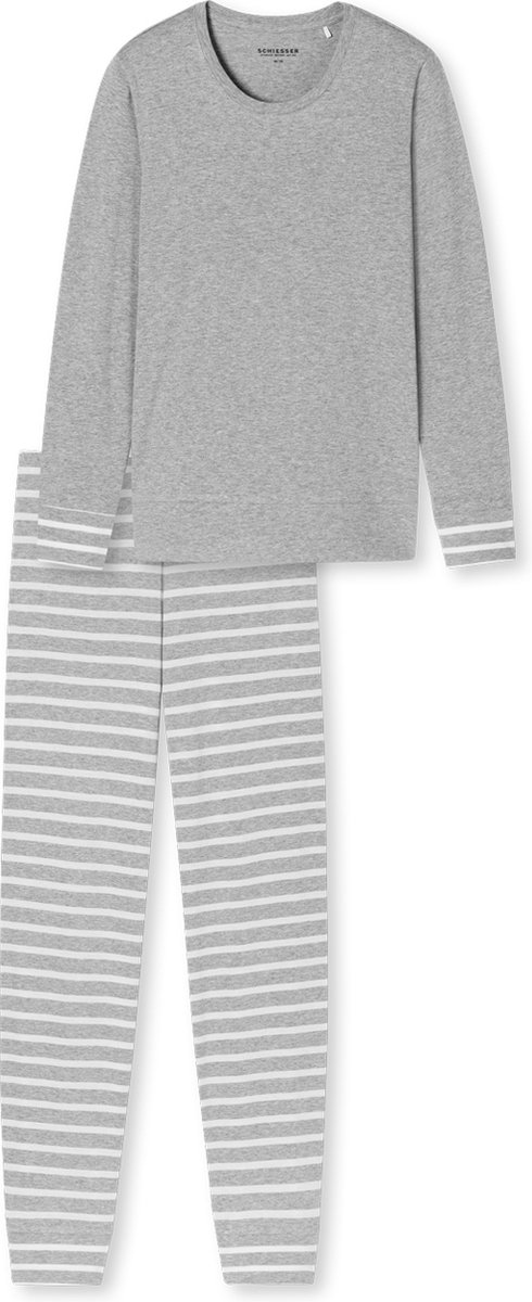Schlafanzug lang silbergrau meliert - Casual Essentials 46