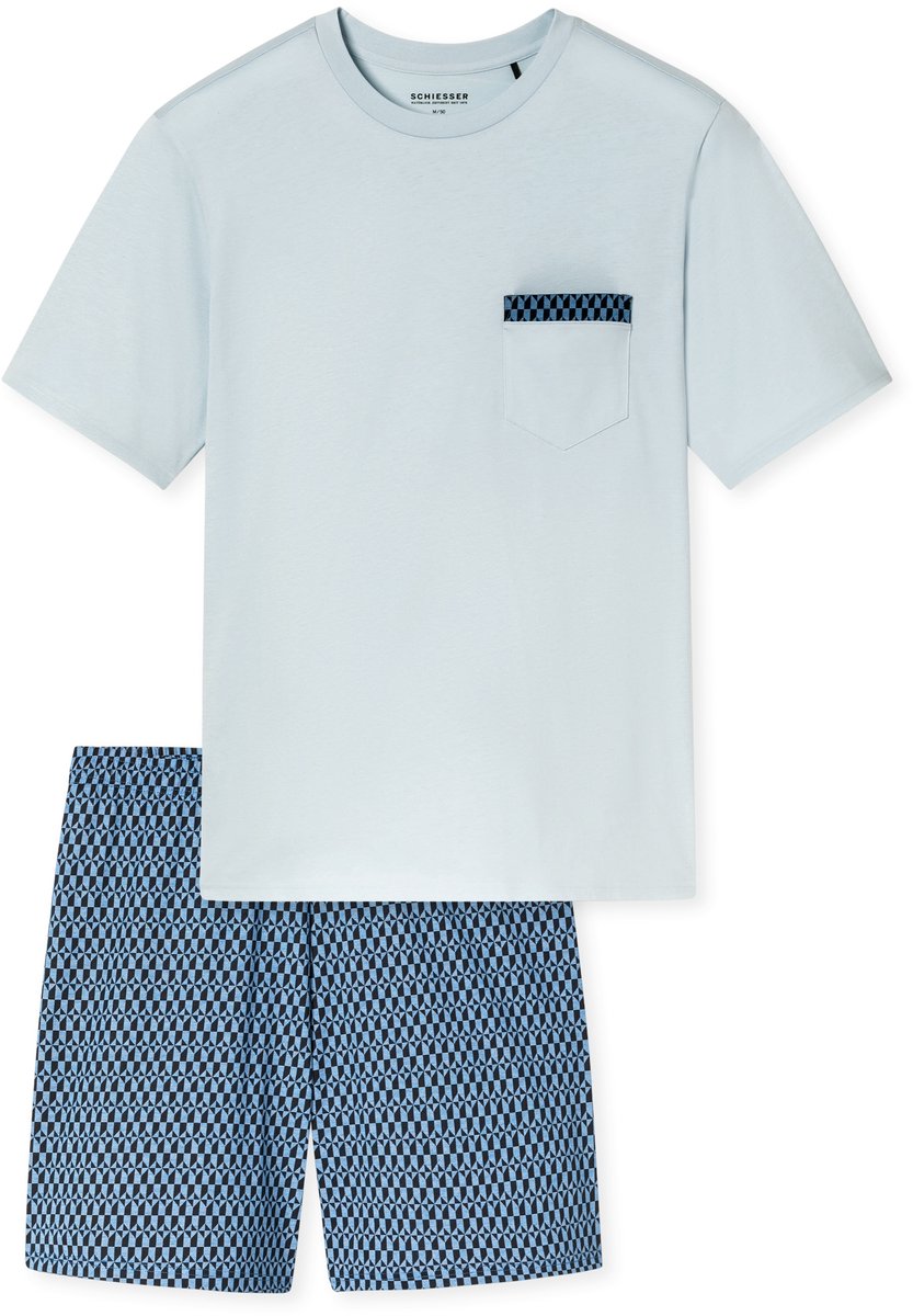 Schlafanzug kurz hellblau gemustert - Comfort Nightwear 56