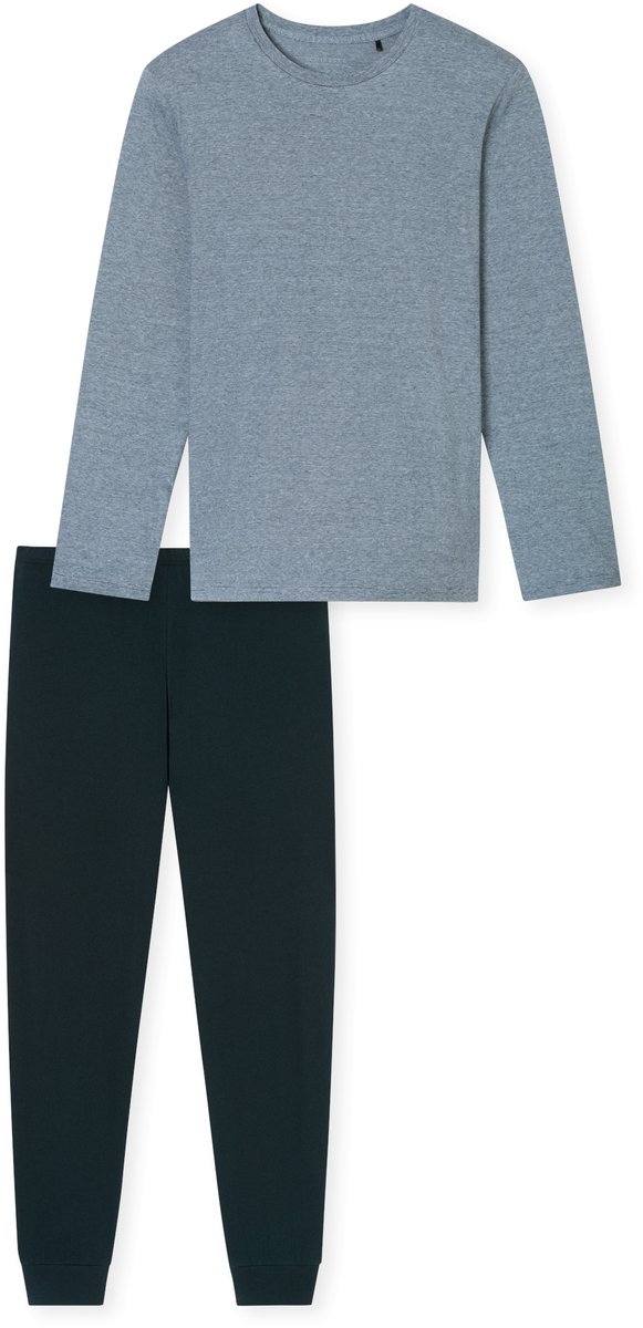 Schlafanzug lang Ringel Bündchen nachtblau - Casual Essentials 54