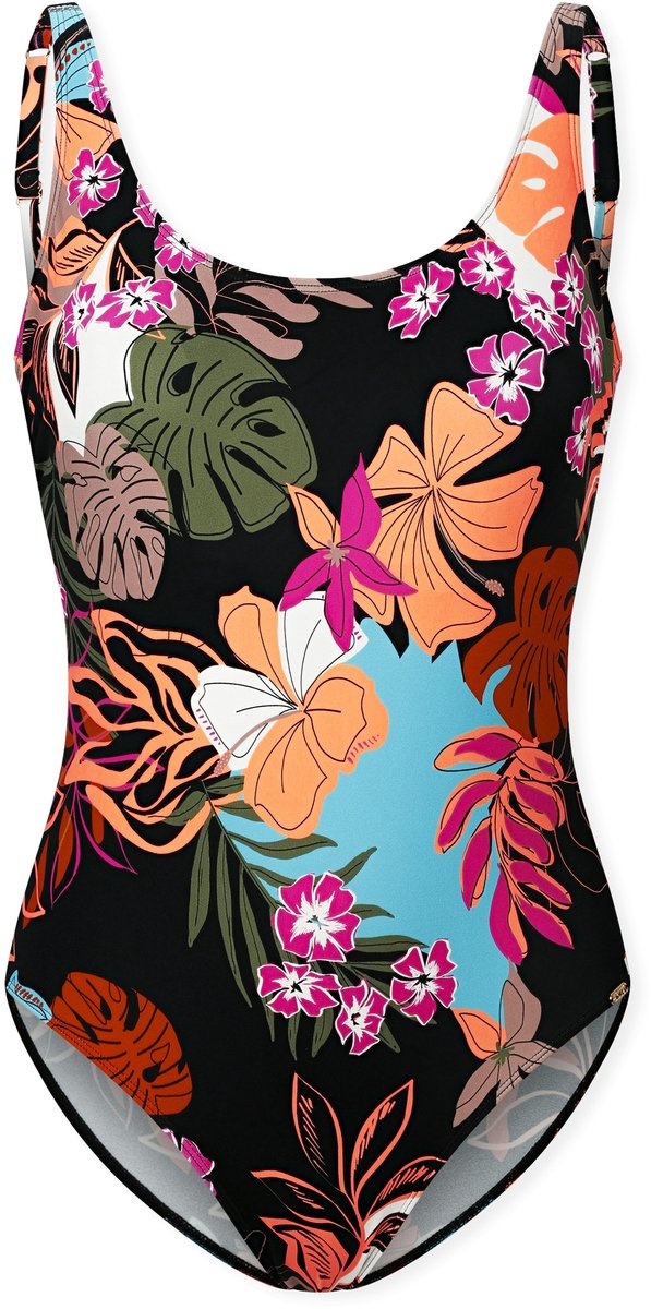 Badeanzug Jersey Blumen multicolor - Aqua 46