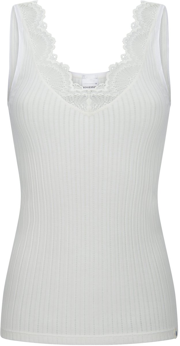 Trägertop Feinripp Nadelzug Spitze off-white - Revival Marie 46
