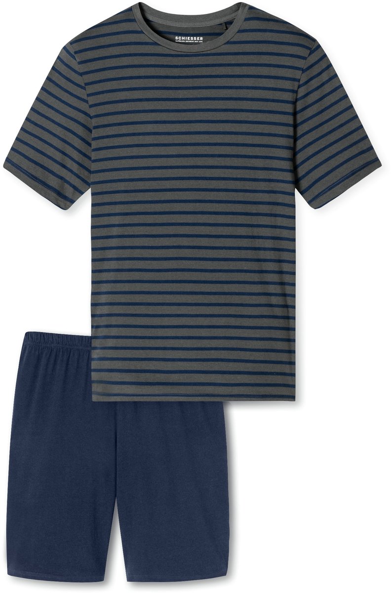 Schlafanzug kurz Streifen anthrazit - Casual Essentials 50