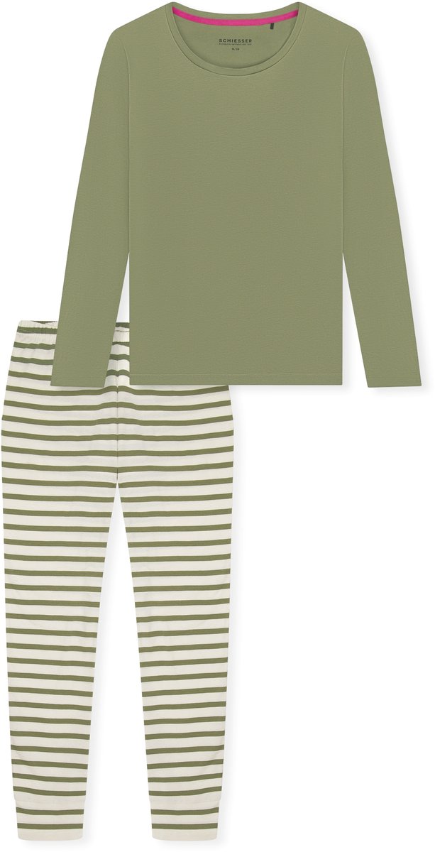 Schlafanzug lang Ringel linde - Casual Essentials 36