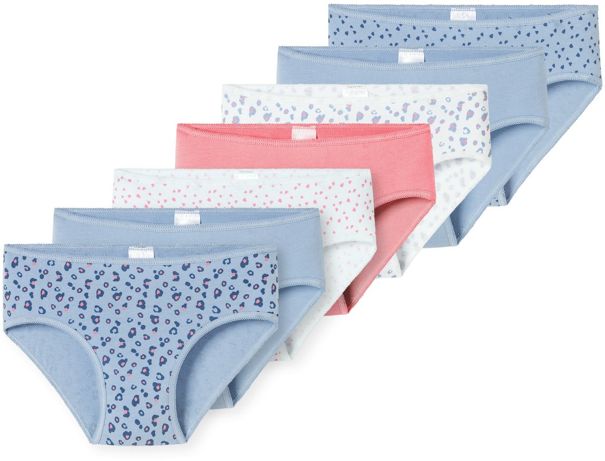 Slips 7er-Pack Organic Cotton Softbund Herzen Leoprint mehrfarbig - 95/5 98