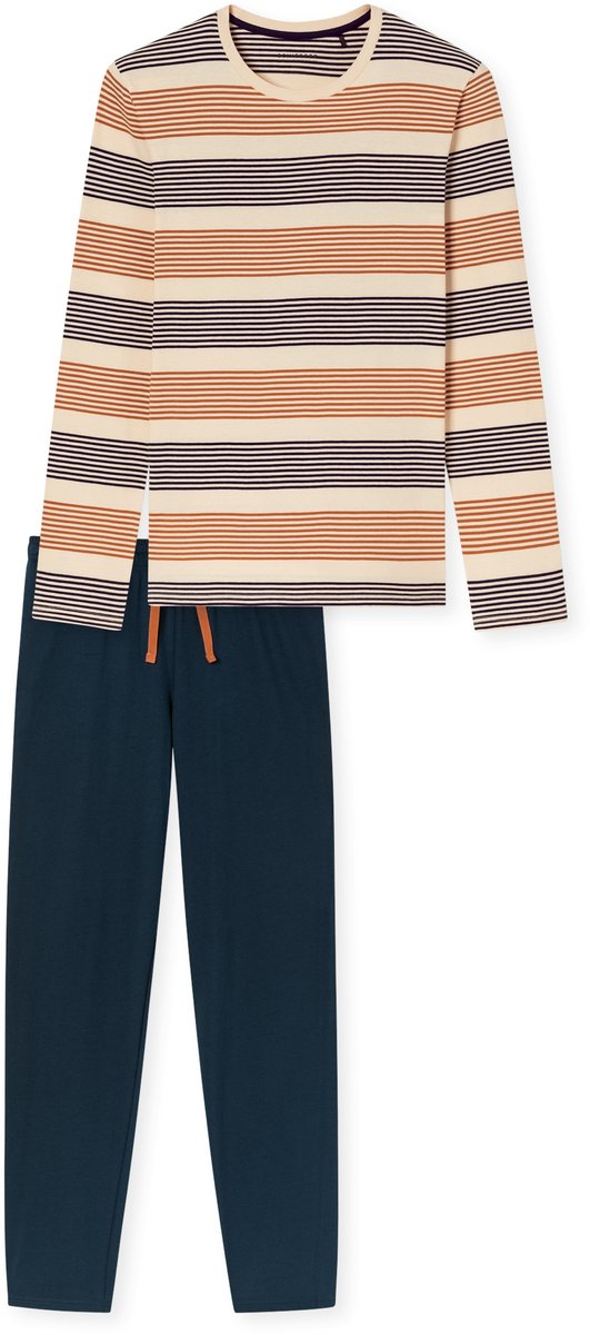Schlafanzug lang Ringel whisky - Casual Nightwear 48