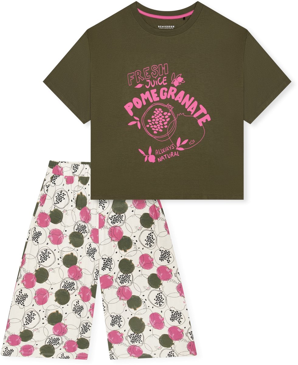 Schlafanzug 3/4lang Granatapfel oliv - Casual Fashion 48