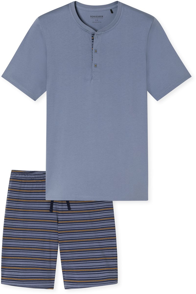Schlafanzug kurz Knopfleiste blaugrau - Casual Nightwear 48