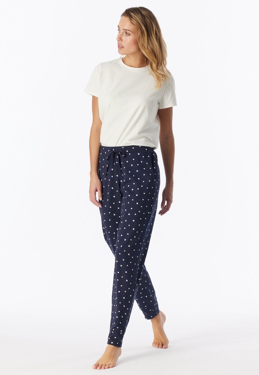 Hose lang Bündchen Punkte dunkelblau - Mix+Relax 34