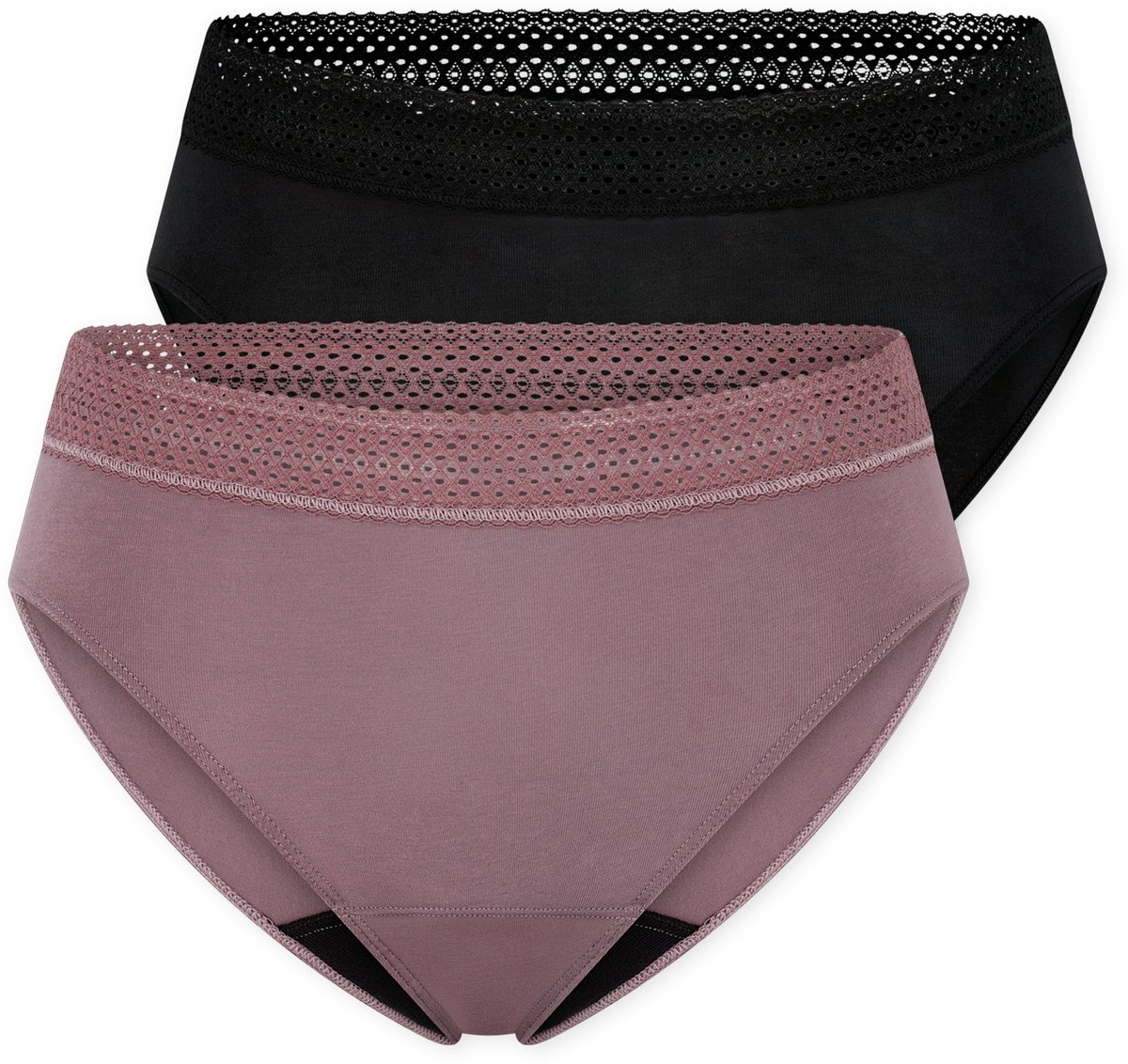 Periodenslips Rio 2er-Pack Spitze schwarz/ mauve - SCHIESSER Care 44