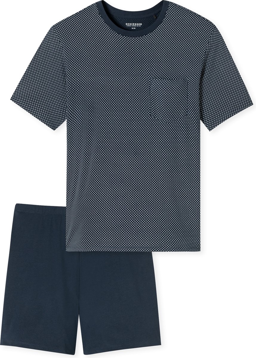 Schlafanzug kurz nachtblau gemustert - Comfort Essentials 54
