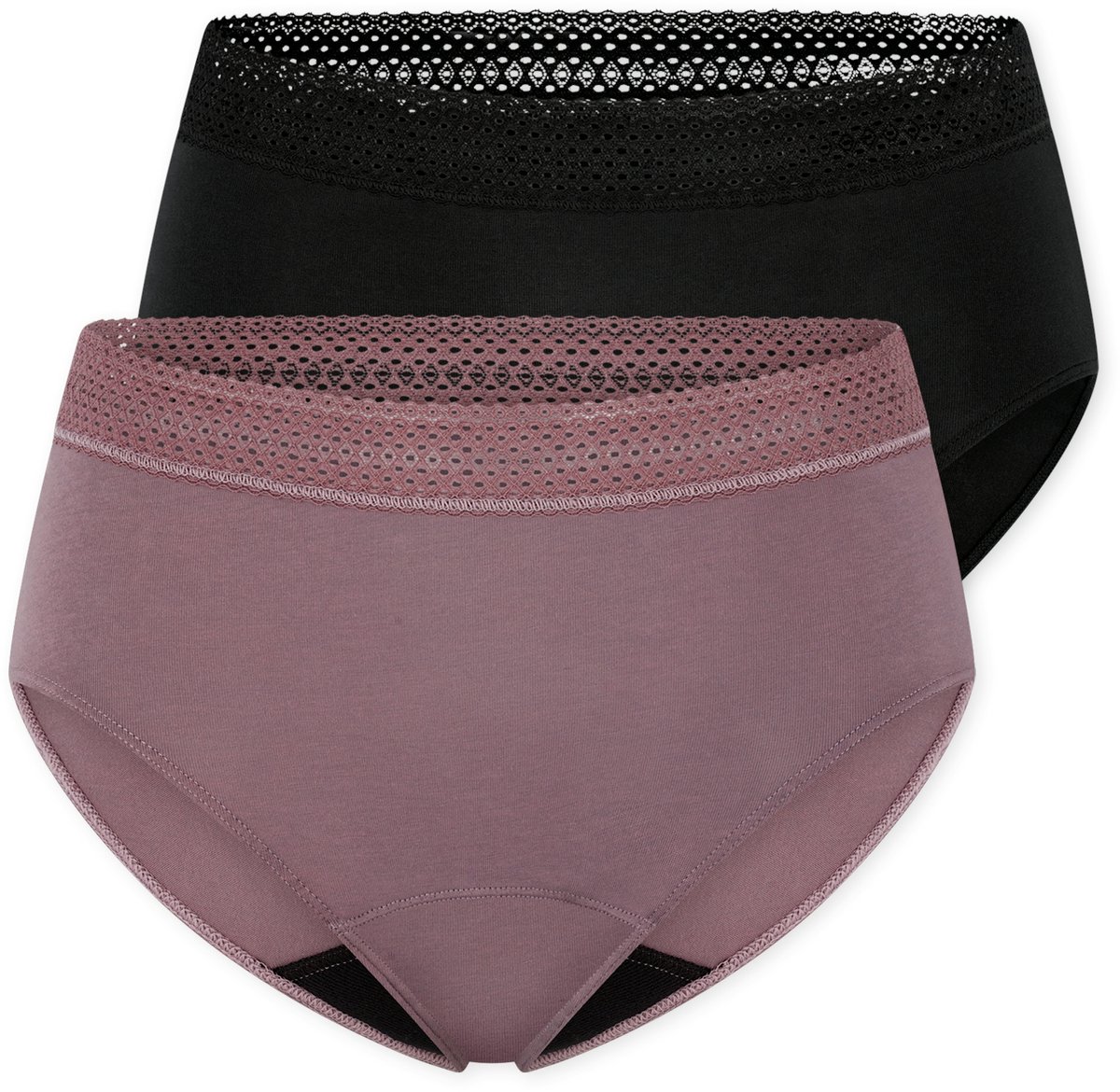 Periodenslips Retro 2er-Pack Spitze schwarz/ mauve - SCHIESSER Care 40