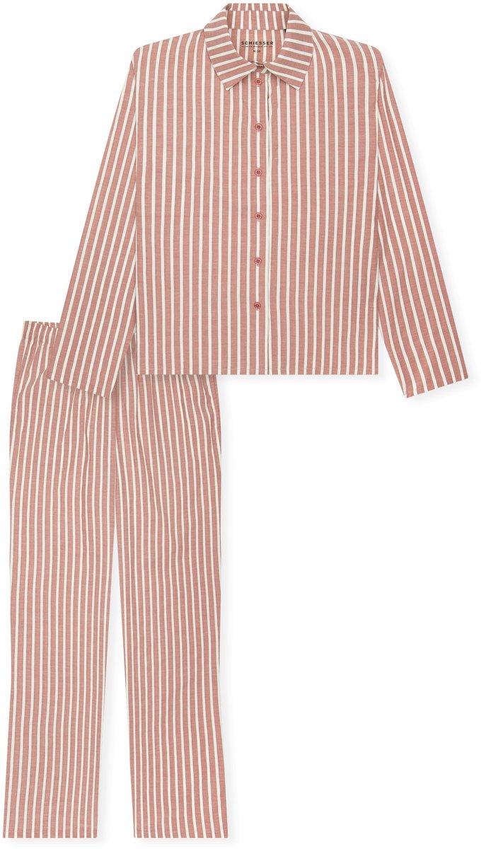 Pyjama lang Webware Streifen terracotta - Selected Premium 46