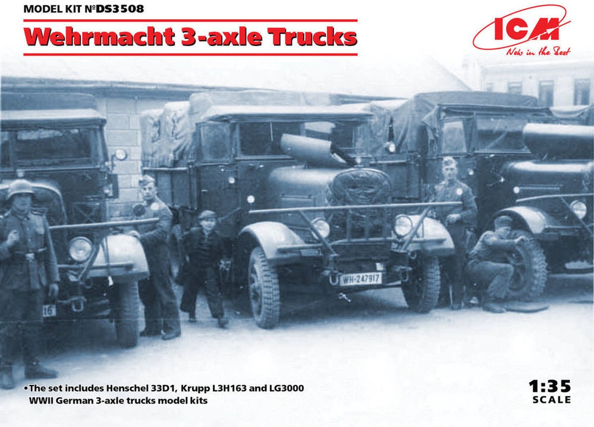 Wehrmacht 3-axle Trucks (Henschel 33D1, Krupp L3H163, LG3000)