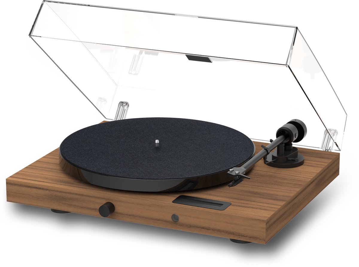 Pro-Ject JukeBox E1 + OM5e Plattenspieler, Komplettsystem / Plug & Play mit Bluetooth, Walnuss, Pro-Ject