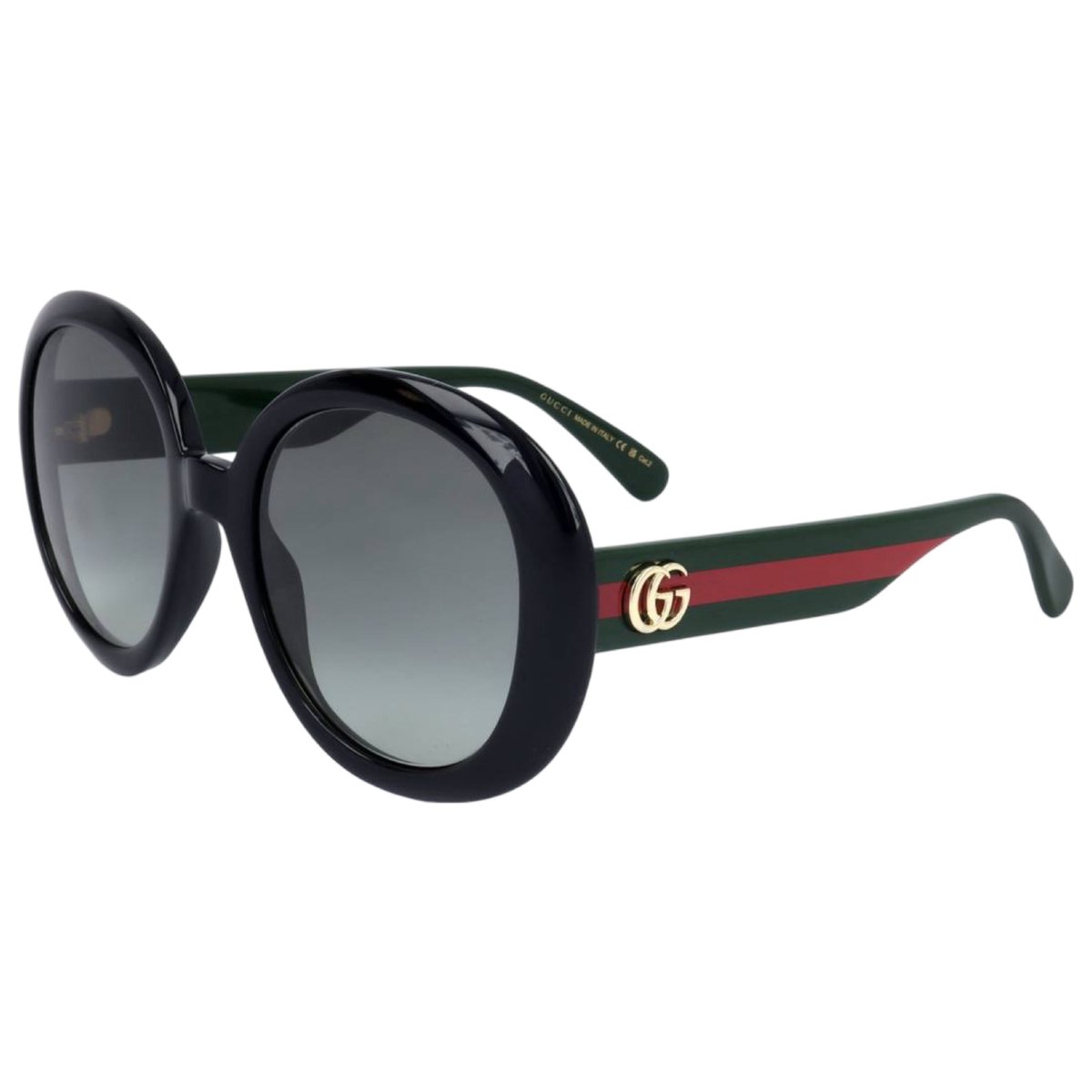 Gucci Web Runder Rahmen Schwarz 55mm Runde Sonnenbrille Damen Sonnenbrille GG0712S-001 Dust Bag+Eyeglass Case (Random Color)