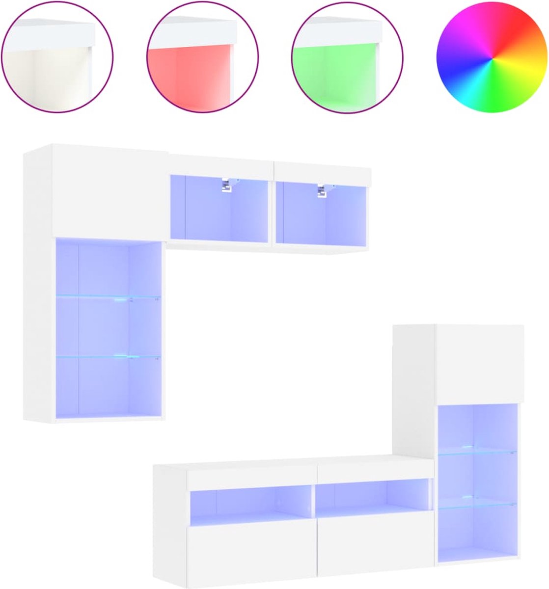 Vidaxl 5-teiliges TV-Möbelset mit LED, Weiß