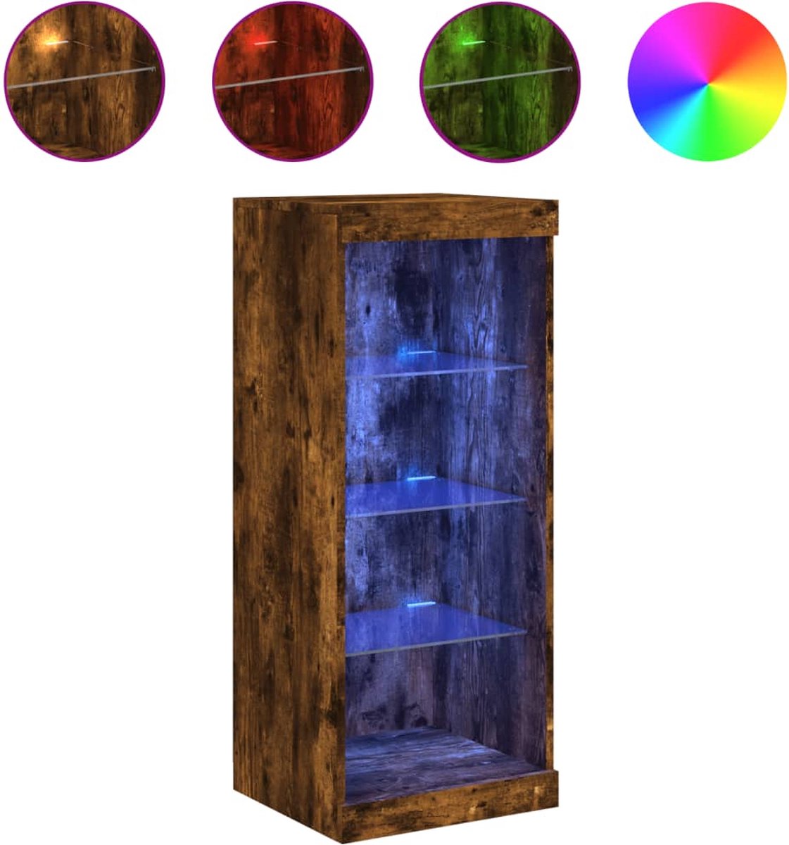 Vidaxl Schrank mit LED-Beleuchtung, Räuchereiche, 41 x 37 x 100 cm