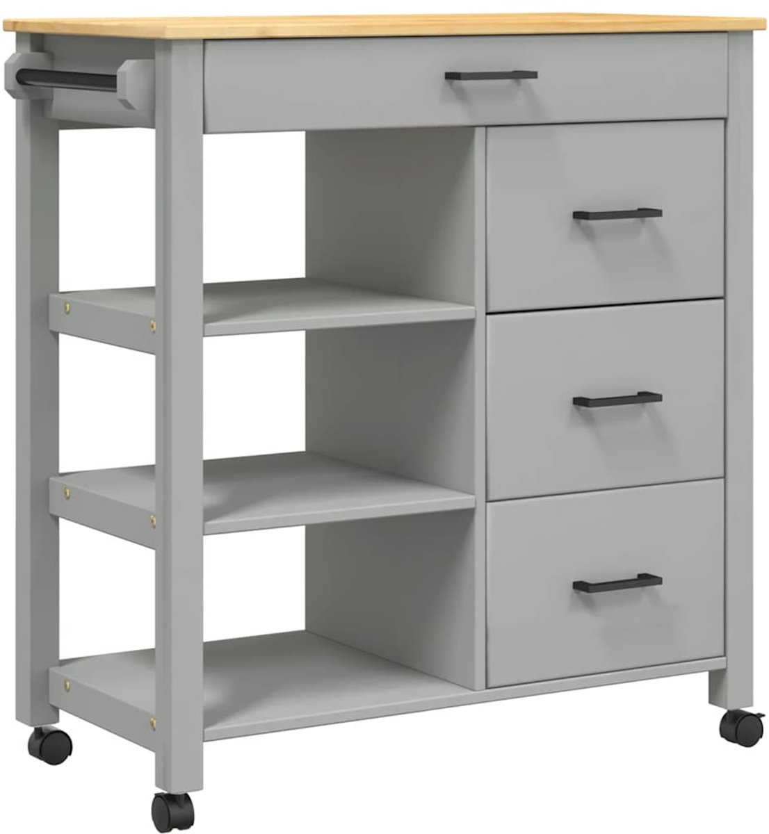 Vidaxl Küchenwagen Monza, 84x40x90 cm, Massives Kiefernholz