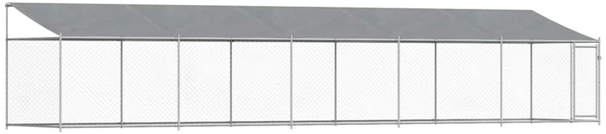 Vidaxl Hundebox, Mit Dach und Tür, Grau, 10X2X2 M, Stahl