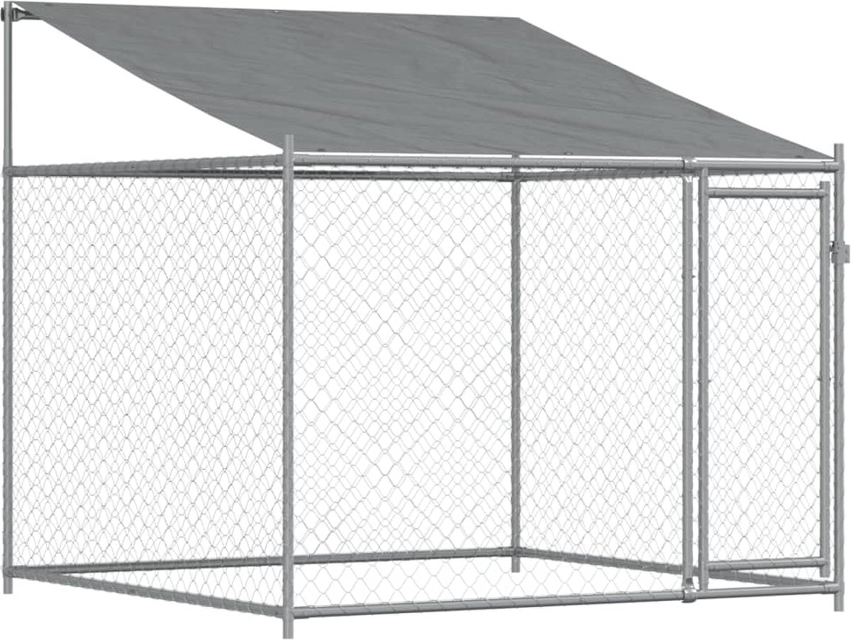 Vidaxl Hundebox, Mit Dach und Tür, Grau, 2x2x2 m, Stahl