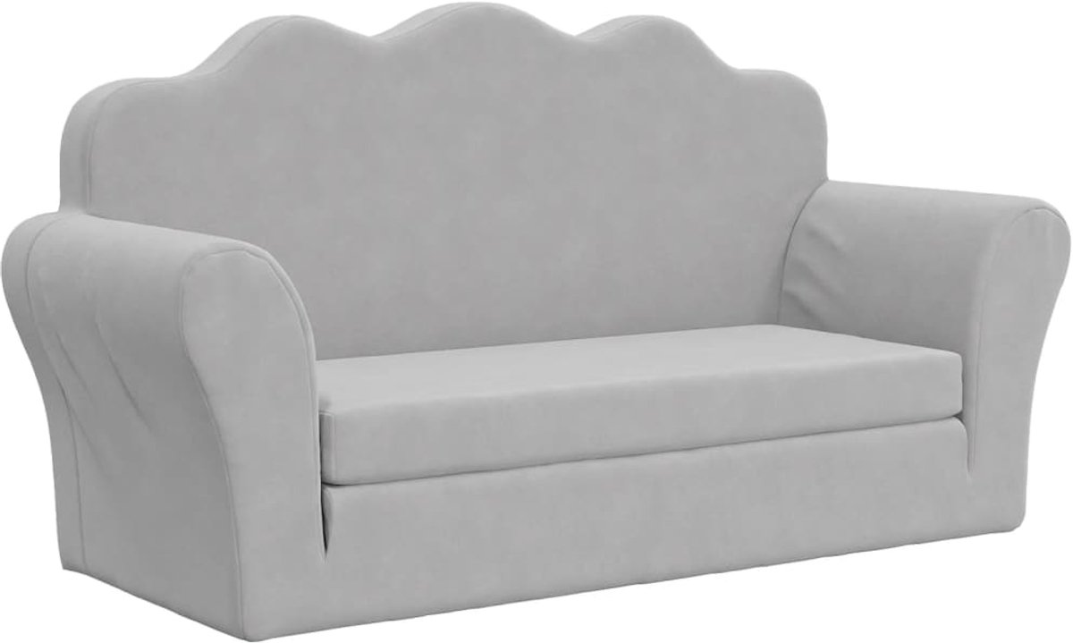 Vidaxl 2-Os. Sofa für Kinder, Ausklappbar, Hellgrau, Weicher Plüsch