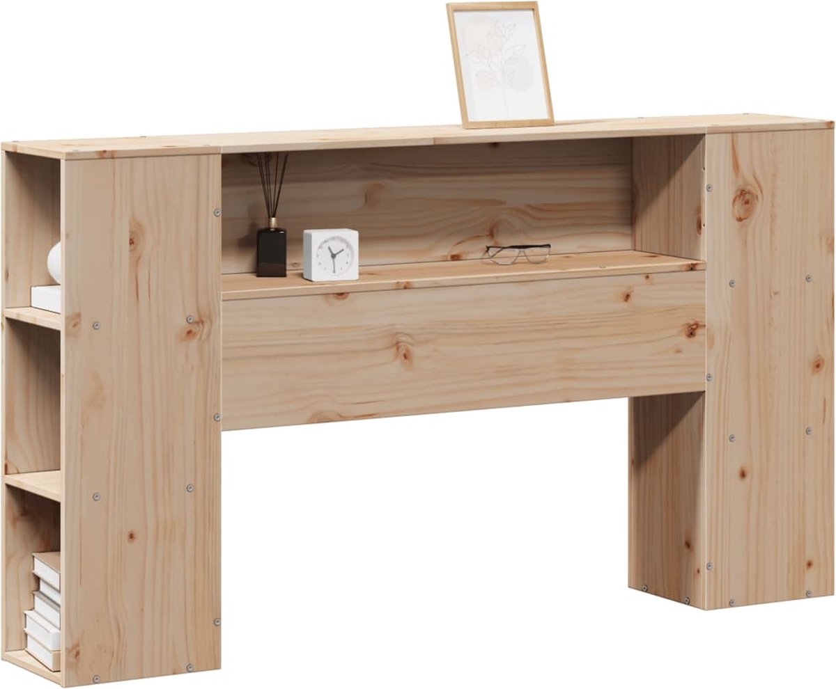 Vidaxl Bettkopfteil mit Regalen, 135 cm, Massivkiefernholz
